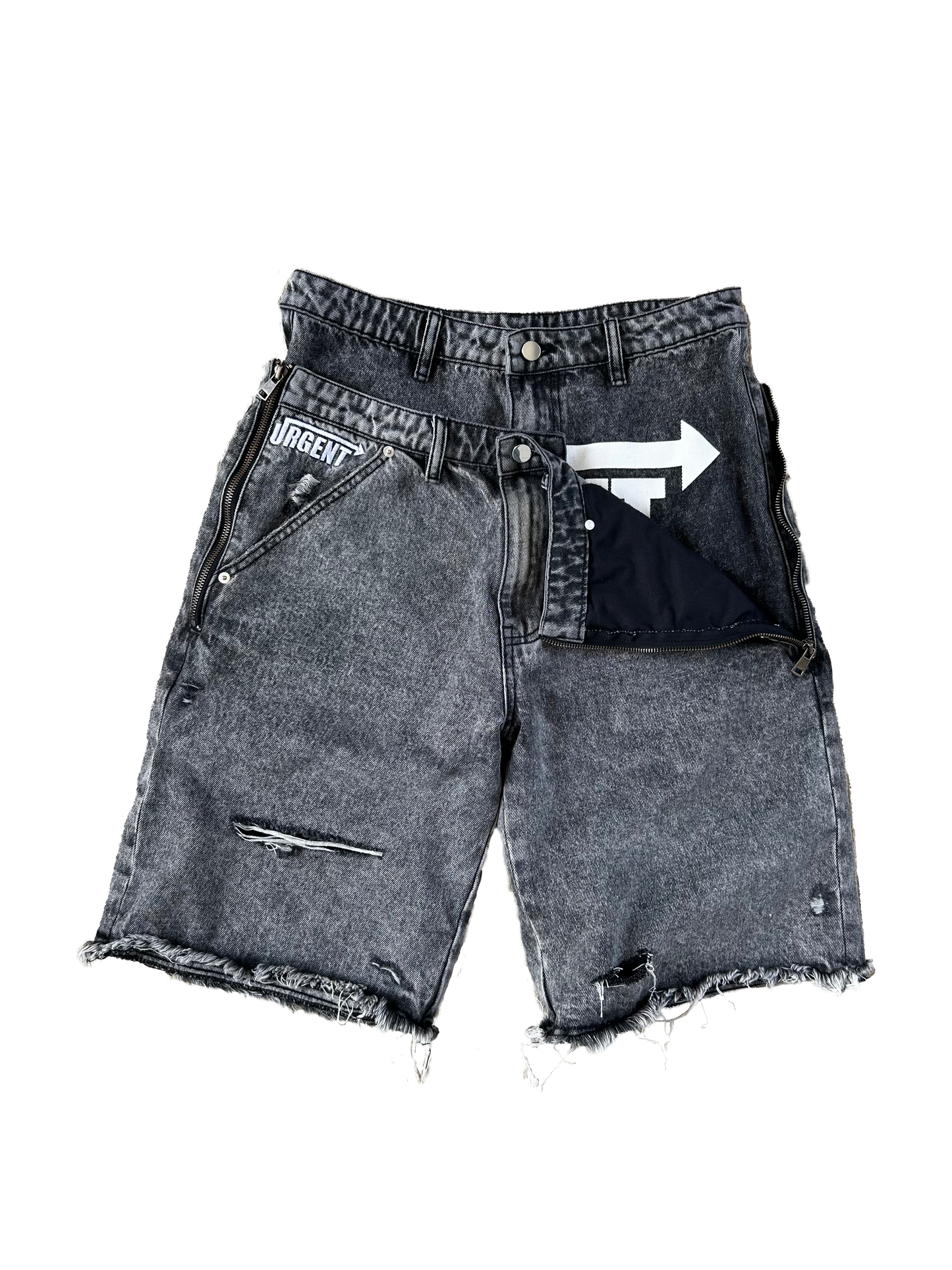 Grey Double Denim Jort