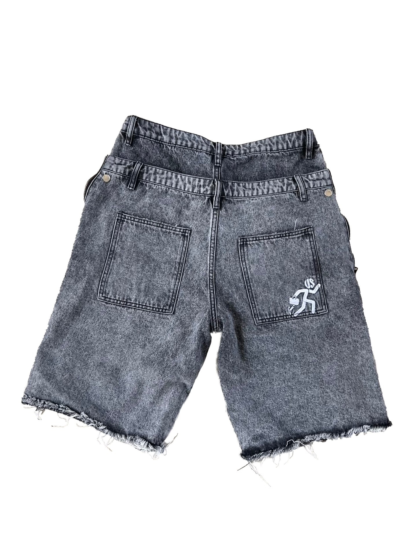 Grey Double Denim Jort